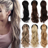 WTB 22" Long Wavy Wrap Around Clip In Ponytail Hair Extension Heat Resistant Synthetic Natural Wave Pony Tail Fake Hair