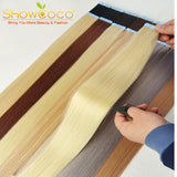 ShowCoco Tape Hair Extensions Human Hair Machine-made Remy Double Sided Adhesive Tape Extensions Hair 20/40pcs Tape Ons