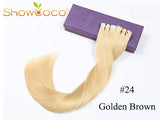 ShowCoco Tape Hair Extensions Human Hair Machine-made Remy Double Sided Adhesive Tape Extensions Hair 20/40pcs Tape Ons