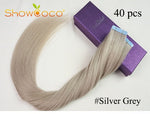 ShowCoco Tape Hair Extensions Human Hair Machine-made Remy Double Sided Adhesive Tape Extensions Hair 20/40pcs Tape Ons