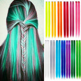 Lupu Long Straight Color Hair Extension Synthetic Colorful Hair Clip Girl Natural Rainbow Hair 22 Inch