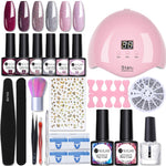 UR SUGAR Manicure Set 8pcs Gel Nail Polish Set With 36W UV LED Nail Dryer Lamp Complete Nail Art Kit Manicure Tools