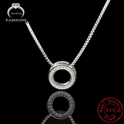 Newest Fashion Elegant Rhinestone Necklaces & Round Pendants Neckalce 925 Sterling Silver Choker Necklace For Women Jewelry Gift